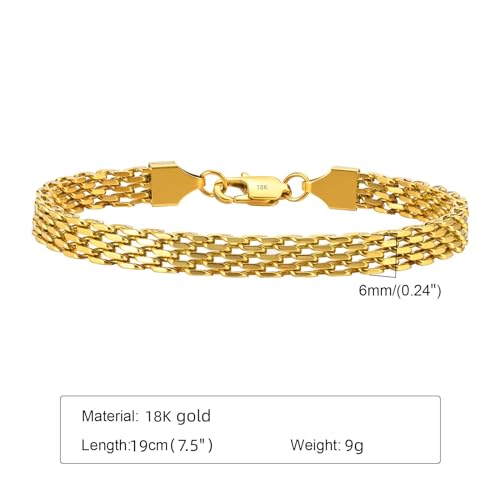 18K Gold Cuban Chain Unisex Hip Hop Gold Net Bracelet Wrist Chain Birthday and Valentine's Day Gift Suitable for Both Men and Women2