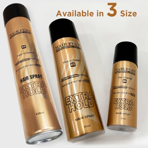Image of Hair Pure Extra Hold Hair Spray | Quick Drying | Long Lasting Hold | No Flaking | Natural Shine | Non-Sticky | Easy Wash Off | Pro Vitamin B5 | Conditioning Formula (430ml)
