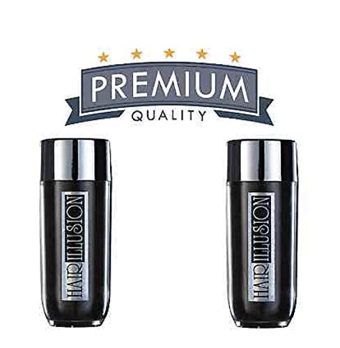 2x Hair Fibers & Hairline Optimizer Bald Spot Remover for Hair Loss by Hair Illusion 77G (Black)