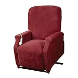 SureFit Home Décor Pique Cushion Large Size Lift Recliner Chair Cover, Stretch Form Fit, Polyester/Spandex, Machine Washable, Garnet Color