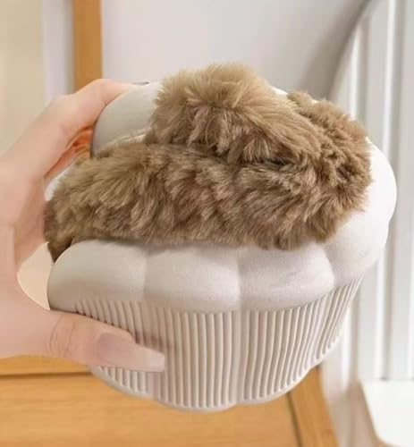 Cartoon Bear Fuzzy Slippers for Women Full Coverage Thick Sole Non - slip Cozy Indoor Home Shoes3