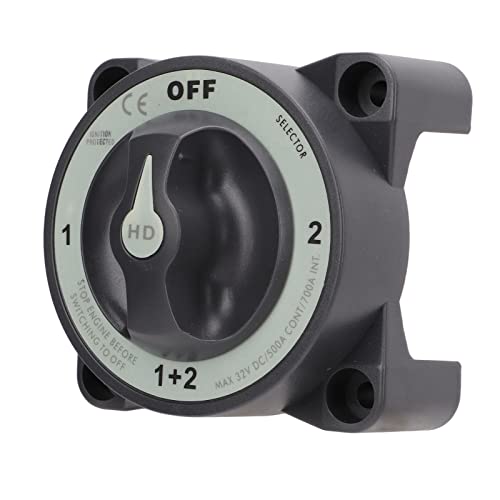 Battery Cut Off Switch, 500A Marine Battery Disconnect Switch Heavy Duty 4 Position Battery Selector Switch for RV Boat