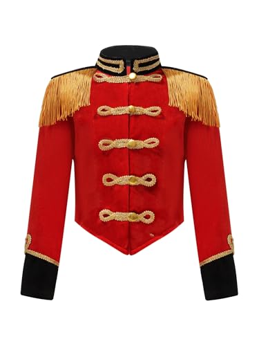 Kids Girls Boys Ringmaster Coat Ringleader Drummer Tassel Tailcoats Halloween Party Fancy Dress Up