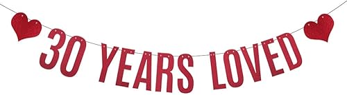 Cartel de 30 años de amor, pre-encordado, 30, 30 años, cumpleaños, boda, aniversario, fiesta, banderines, accesorios de fotos, suministros de