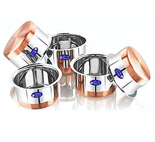 Sharda Metals Copper Base Pots Vessel Stainless Steel Coffee Milk Cooking Tope Patila, Set of 5 | 0.5 ml, 750ml, 1 LTR, 1.5 LTR, 2 LTR (B0BNQ7MGB1) Amazon Price History, Amazon Price Tracker