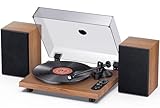 1 BY ONE Record Player, Hi-Fi System Bluetooth Turntable Players with Stereo Bookshelf Speakers, Phono Preamp, AT-3600L, Adjustable Counterweight, Bluetooth Output&Input, 2-Speed Belt Drive