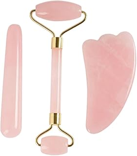 FRCOLOR 1 Conjunto De Rolo De Ferramenta Facial Rolo De Massagem Facial Ferramenta Massageador Facial Rolo De Jade Para Rosto Rolo De Jade Para Rosto Rosa Jade Roller Jade Natural Guasha