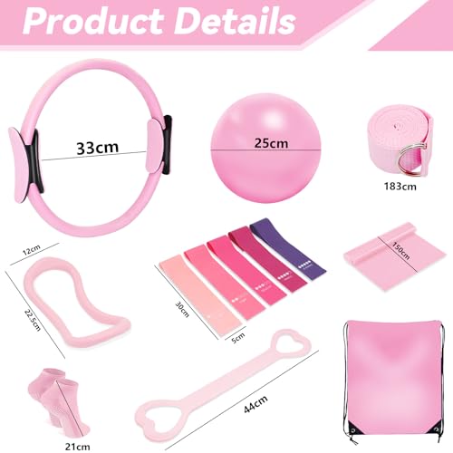Kit Pilates Essentials,13Pcs Kit Pilates Portable Maison, Kits De Yoga Et Pilates, pour Pilates, pour Musculation – Image 3