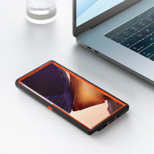 Image of Case for Galaxy Note 20 Ultra, Heavy-Duty Tough Rugged Shockproof Drop Protective Cover Cases for Samsung Galaxy Note 20 Ultra, Black+Orange