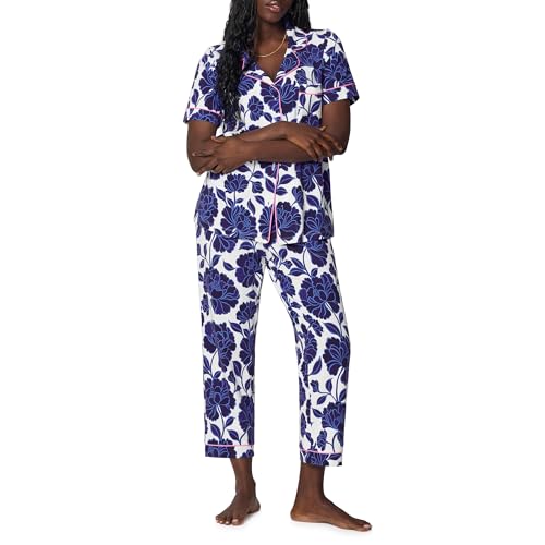 Image of Bed Head PJs Womens Matching Pajamas - Soft Organic Cotton Button Down PJ Shirt & Cropped Pants Set - Loungewear & Sleepwear