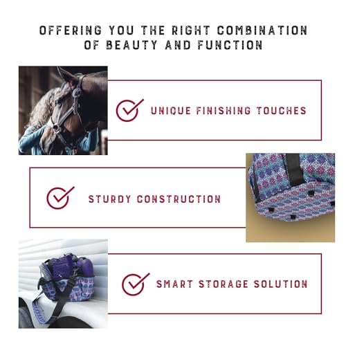 Weaver Equine Horse Grooming Kit, 7-Piece Horse Brush Set with Organizer Tote Bag, Hoof Pick, Comb, Sweat Scraper, Equine Tools for Daily Grooming, Purple Geo - Image 5