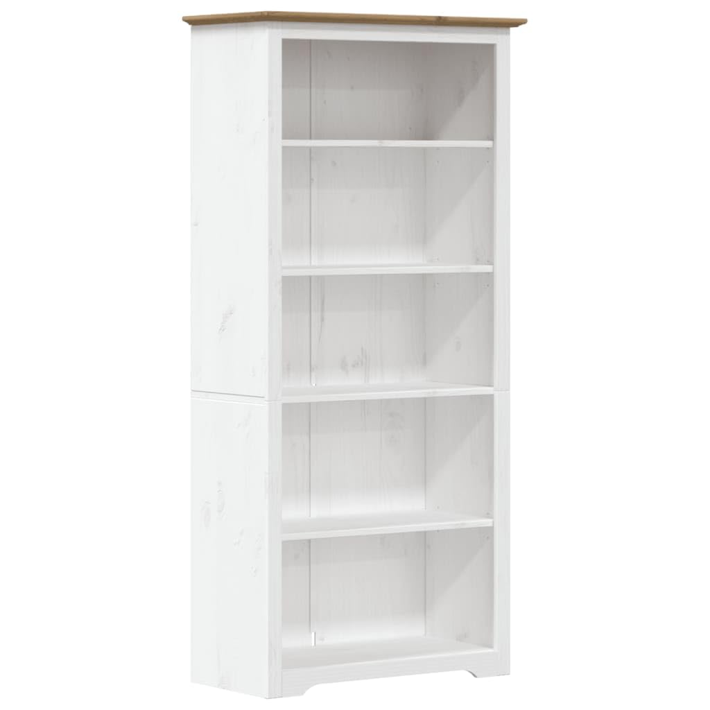 vidaXL Bücherregal, Bücherschrank mit 5 Fächern, Regal für Wohnzimmer Schlafzimmer Büro, Büroregal Büroschrank, Französischer Stil, Braun Massivholz Kiefer