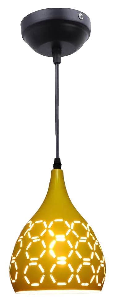 Image of GreyWings Yellow Aluminium Hanging Pendant Light for Ceiling Decorative Hanging Light,(Bulb not Included) Pack of 3