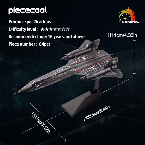 Piececool 3D Metal Puzzles for Adults, Metal Aircraft Model Kits, Military Airplane Model Kit to Build for Men Hobbies Great Birthday Gifts - Image 4