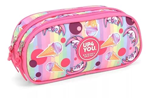 Estojo Escolar Feminino Duplo Estampa de Unicórnios by Up4You Ref.40757