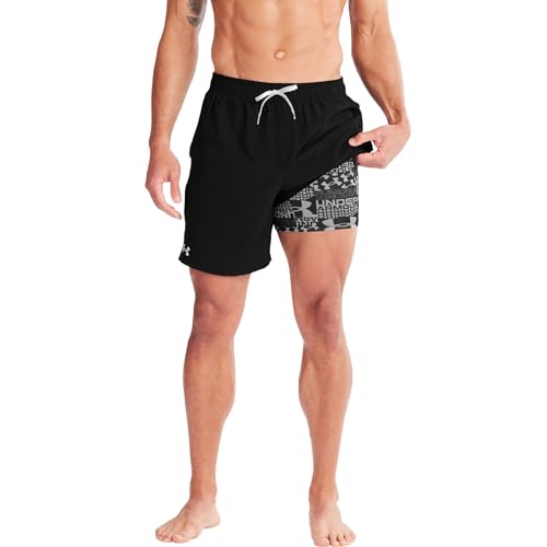 Image of Under Armour Men's Compression Lined Volley Swim Trunks, UPF 50+ Sun Protection, Drawstring Closure & Elastic Waistband