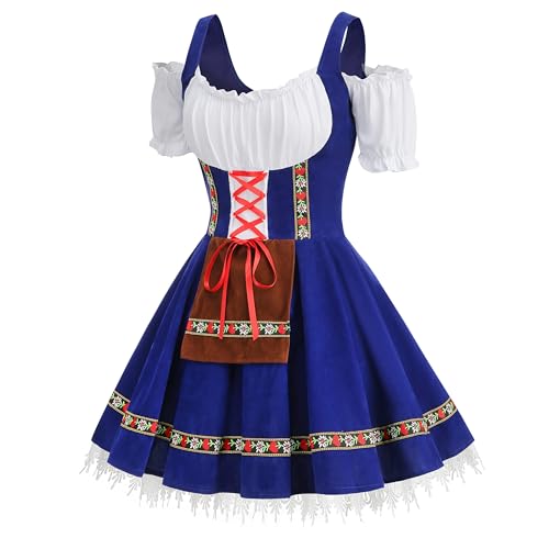 Colorful House Womens Oktoberfest Costume, Velvet German Bavarian Dress for Halloween Carnival
