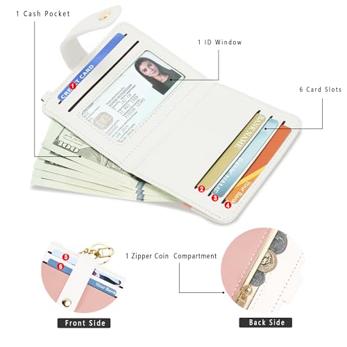 Image of Airkit Small Wallet Women RFID, PU Leather Card Holder with Keychain | Slim Compact Zipper Coin Purse for Ladies, Travel Holiday Gifts for Mom, Cute Mini Bifold Wallets