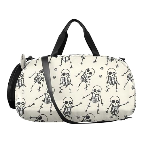 Duffle Bag for Boys or Girls with Shoes Compartment, Skeleton Skull Funny Style Sports Travel Bag Overnight2