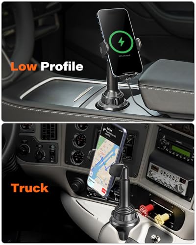 Apps2car Car Phone Holder with Drink Holder and Charging Function, Car Charger Phone Mount with Charging Function, Car Mount for Drink Holder for Smartphones,