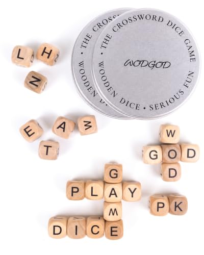 2 Set The Crossword Dice Game Set Wooden Letter Dice Dice Game Word Dice Travel Game Fun Multiplayer Word Game for Travel Camping and Family Night with Portable Storage Boxes