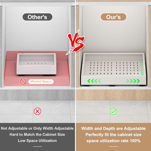 Fokyfok-Pull-out-Cabinet-Organizer14-21W17-24DExpandableAdhesive-No-Drill3-RailsAdjustable-Slide-out-Drawers-for-KitchenPantryRoll-out-Shelvesfor-Cabinets-Without-LipBathroomWhite1PC