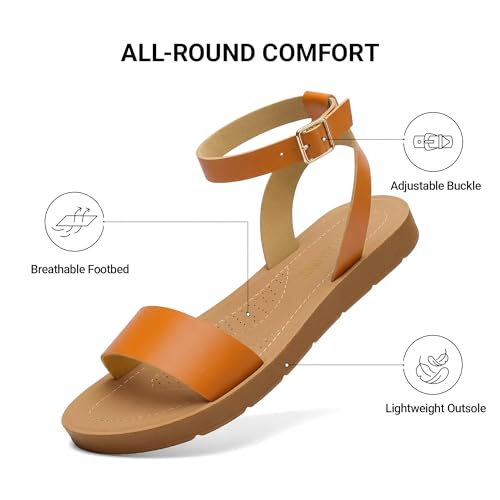Image of DREAM PAIRS Women's Ankle Strap Flat Sandals