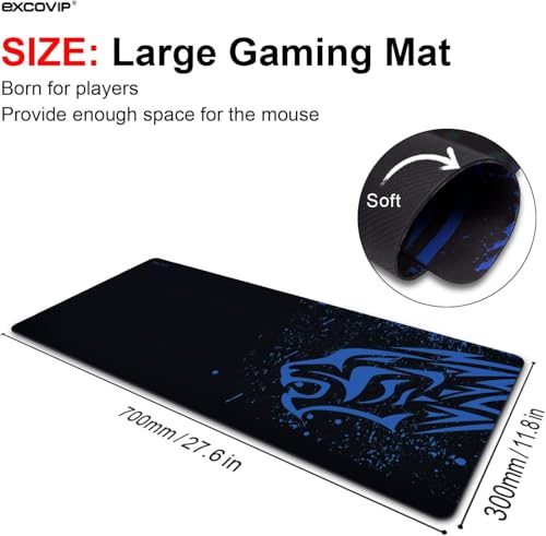 Image of KRESHU Leopard Non-Slip Rubber Base Mouse Mat 700 * 300 * 2mm Large Size Table Mat Stitched Edge Mousepad Gaming Mat Desk Mat Suitable for PC, Computer, Laptop (Blue Leopard, 1-Pcs)