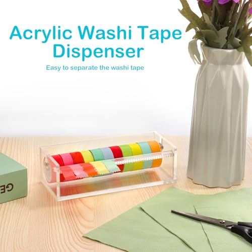 SMAODSGN Distribuidor de fita washi de acrílico organizador de suporte de fita 7 em cortador de rolo