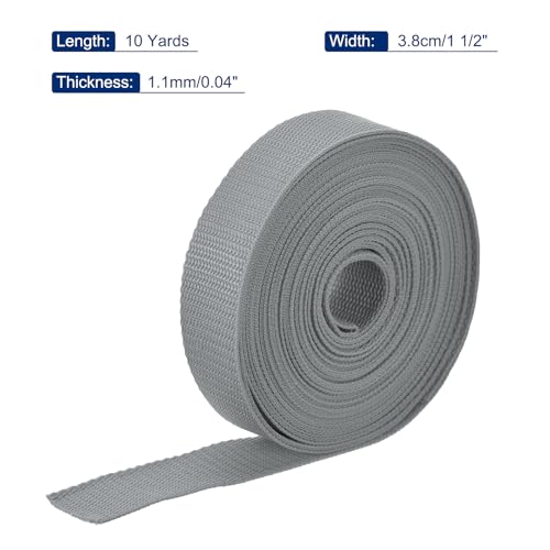 Image of MECCANIXITY Lightweight Polypropylene Webbing Strap 1.5 inch 10 Yard Backpack Strapping Band Grey for Outdoor Luggage Cargo Straps