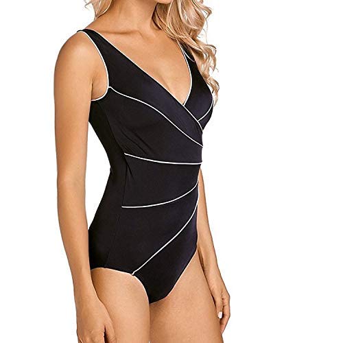 Maillot de bain une pièce col en V et taille fine MU pour femme