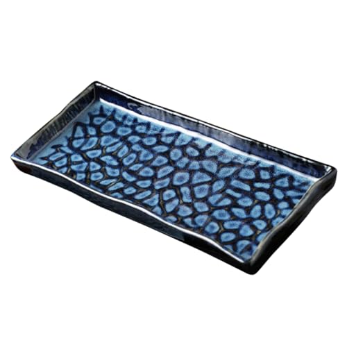 MAGICLULU Plato De Cerámica Relieve Para Sushi y Pasta Bandeja Rectangular Multifunción Para Servir Aperitivos y Frutas Adecuado Para Reuniones Familiares y Restaurantes