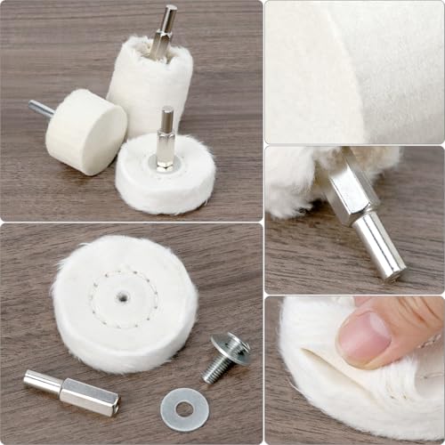 QWORK® 14 Stück Polieraufsatz Set, Polieraufsatz Bohrmaschine, Polierkegel, Polierscheiben, für Metall, Holz