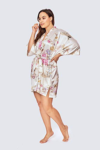 Image of KIM+ONO Plus Size Satin Short Kimono Robe for Women | bridal - maternity - postpartum - lingerie - bridesmaid