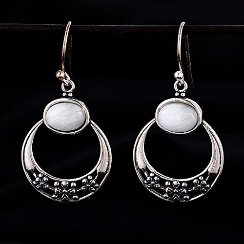 Boucles d'oreilles pierre de lune ovale 6x8mm et argent pour femme - 2
