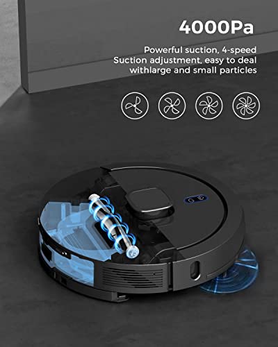 Loniko G3 Robot Vacuum & Mop Combo With Self Emptying, 4000Pa Suction, Lidar Navigation Smart Mapping, 60-Day Capacity, Compatible Alexa, Robotic Cleaner Ideal For Pet Hair, Hard Floor Carpet, Black #TOP2