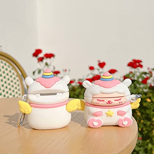 Rertnocnf Compatible With Earbuds Case Airpods 1 & 2, Kawaii Cute Cartoon Angel Sheep Design Portable Accessories Wireless Earphone Shockproof Protector Hook #TOP5