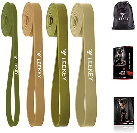 LEEKEY Resistance Band Set, Pull Up Assist Bands - Stretch Resistance Band - Mobility Band Powerlifting Bands for Resistance Training, Physical Therapy, Home Workouts (Green（Set of 4）)