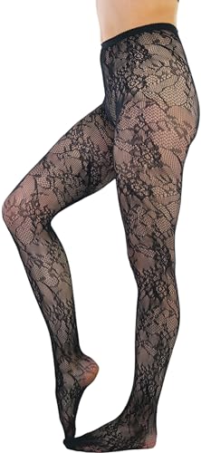 Image of ToBeInStyle Women's Elegant Floral Lace Inspired Spandex Net Full Length Tights