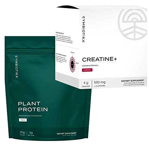 Cymbiotika Creatine+ & Plant-Based Protein Powder Bundle, Creatine And Glutamine Supplement + Plant Protein Drink & Smoothie Mix For Amino Energy, Recovery, Gut Health, And Muscle Mass #TOP22