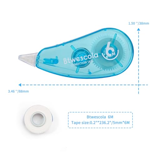 Btwescola Correction Tape, Easy to Use Applicator for Instant Corrections, 19.7 Feet 6-Count Pack Correction Tape for School, Office, Crafting (6pcs/Set) - Image 2