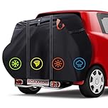 Roaxkois Bike Cover for Transport 2 Bikes - 600D Oxford fabric, PU coating, Waterproof & Heavy Duty, with 13ft Reflective Webbing, Bicycle Rack Covers for Car Hitch Travel Storage