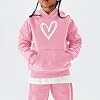 Teen Girls Oversized Heart Print Hoodies Cotton Soft Cute Hoodie Sweatshirts with Pockets Childrens Kids Long Sleeve Fit Pullover Tops Clothes Fashion Sweater (Pink, 13-14 Years) #2