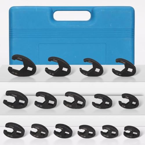 Glomc 19 Piece Crows Foot Spanner Set 8Mm-32mm,1/2 & 3/8 Inch Drive Flare Nut Open End Wrenches For Tight Spaces,Metal Hand Tool Kit With Ratchet Extensions For Auto Repair