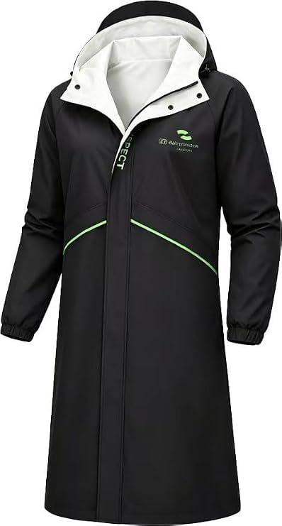 Men's Rain Jacket Lightweight long Rain Coats with Hood, Waterproof Windbreaker Packable…