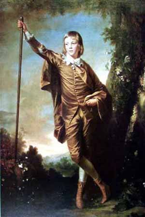 Peinture à l'huile Brown Boy Joshua Reynolds tableau portrait classique 20x24 pouces