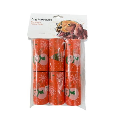 Image of Thick & Strong Dog Poop Bags Scented, Large Capacity Leak Proof Tear Resistant Waste Bags, 6 Rolls 90 Bags for Outdoor Walking and Travel Fast Easy Cleanup (orange)