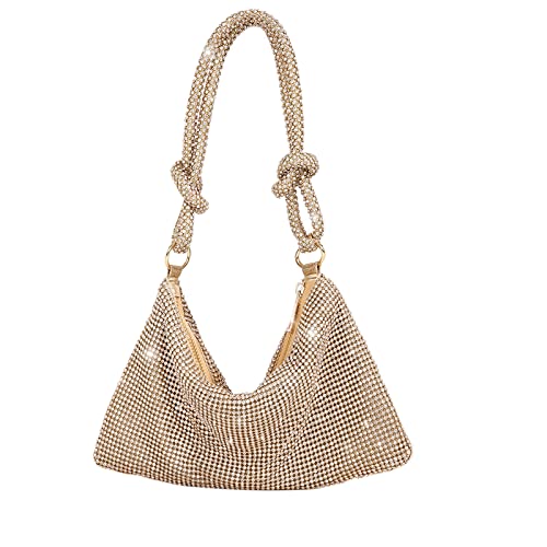Image of Rhinestone Purse for Women Evening Clutch Hobo Sparkly Silver Handbags Glitter Bag for Wedding Prom and Party