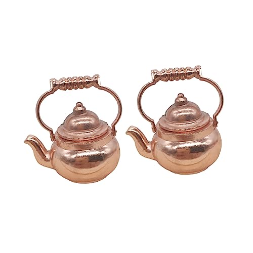 YARNOW 2pcs Miniature Brass Kettle Model Eco Friendly Mini Kitchenware Ornament for Dollhouse Decoration Collector Gift YARNOW 2pcs Miniature Brass Kettle Model Eco Friendly Mini Kitchenware Ornament for Dollhouse Decoration Collector Gift