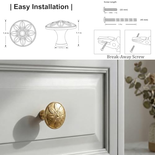 Image of 4 Pack Champagne Bronze Cabinet Knobs,1.4 inch Round Bronze Kitchen Cabinet Knobs Handles for Cabinets and Drawers, Drawer Knobs Dresser Knobs Champagne Bronze,Solid Zinc Alloy